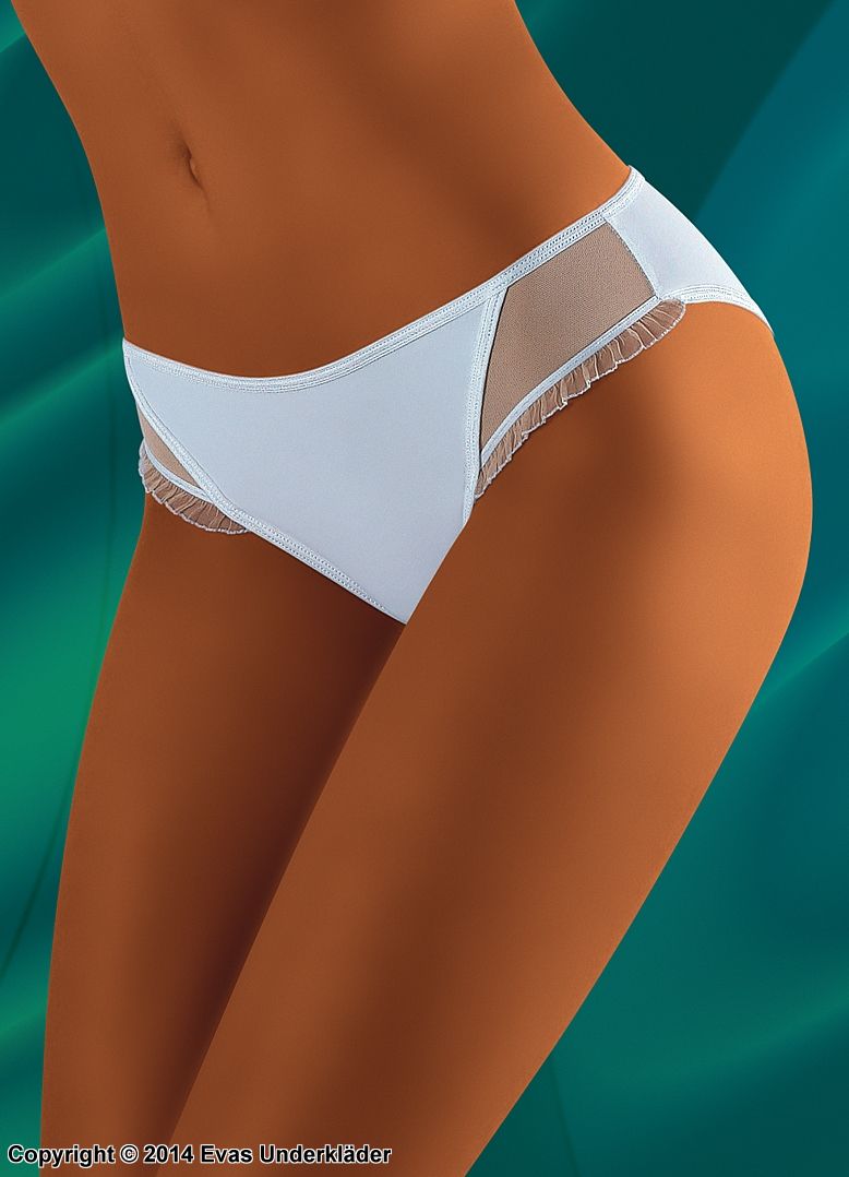 Panty with sheer mesh inserts